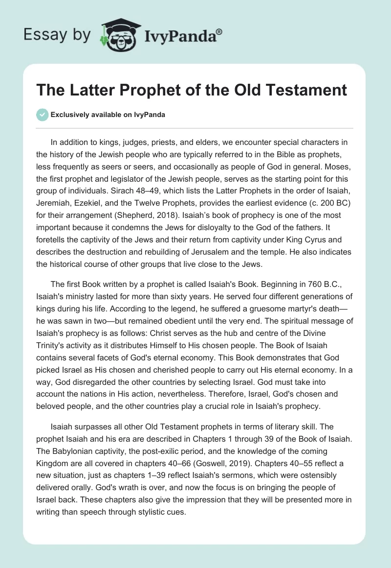 The Latter Prophet of the Old Testament. Page 1