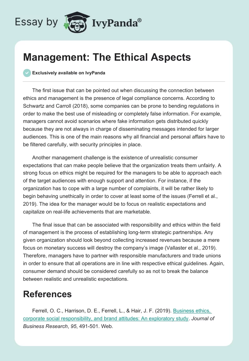 Management: The Ethical Aspects. Page 1
