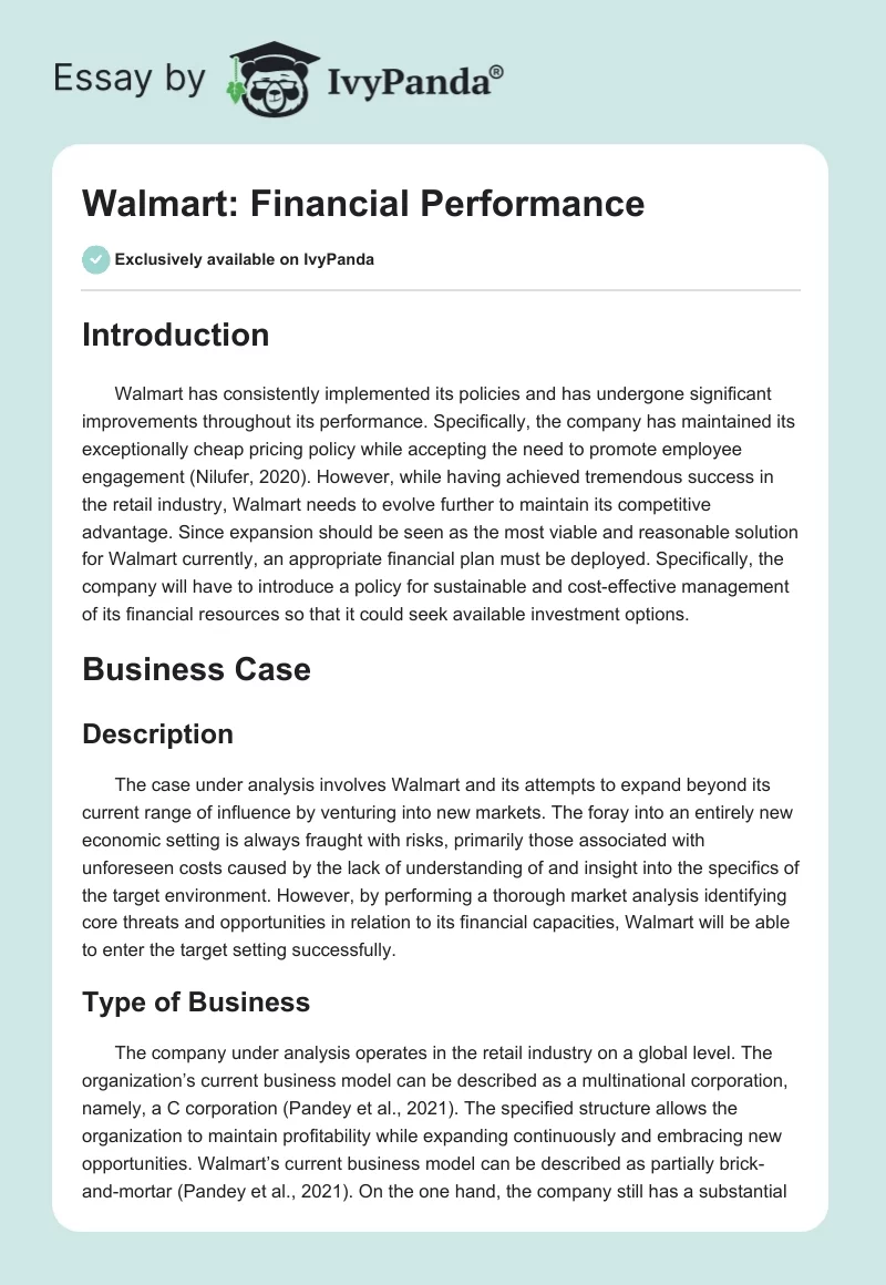 Walmart: Financial Performance. Page 1