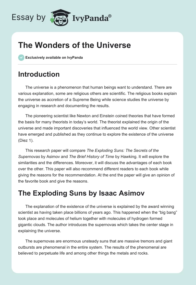 The Wonders of the Universe. Page 1