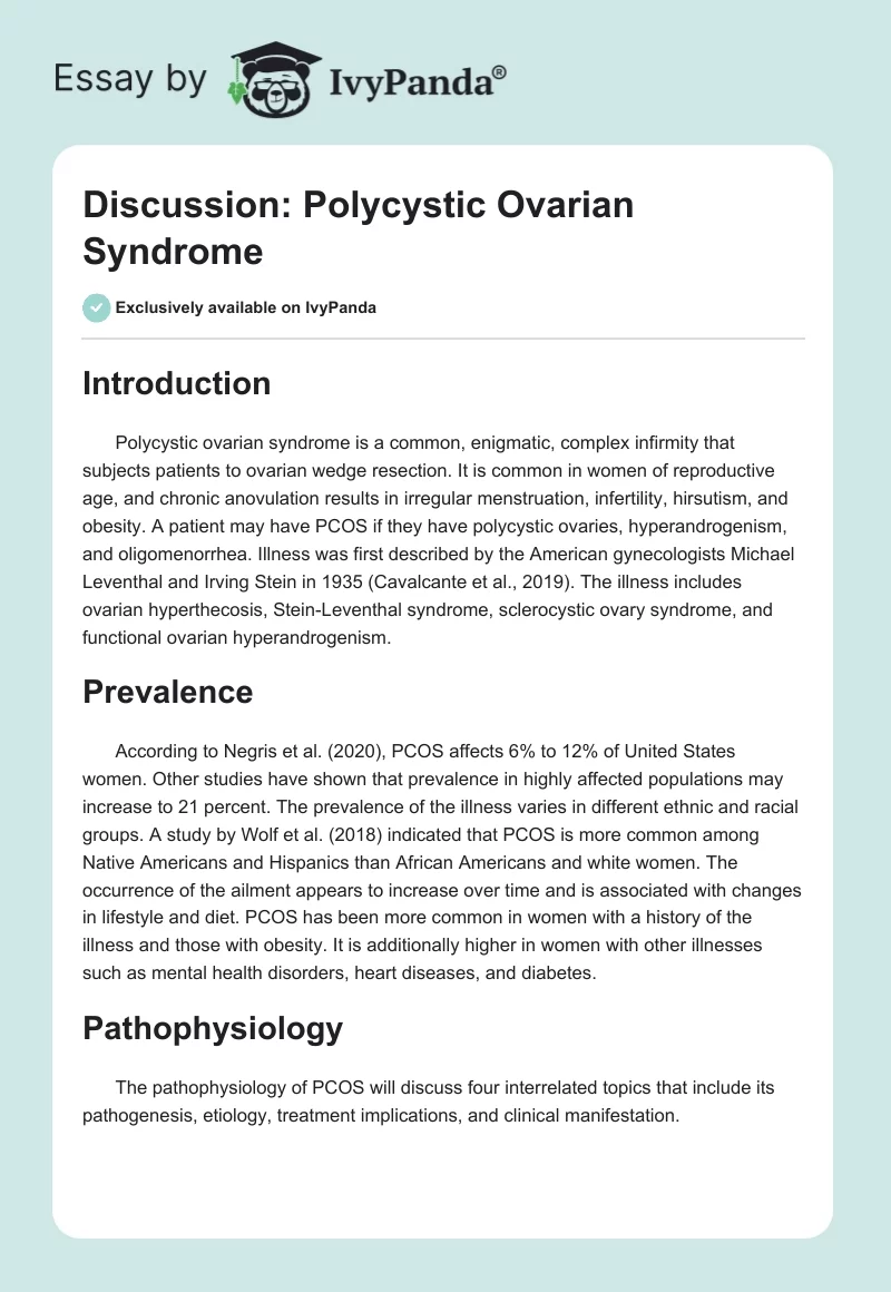 Discussion: Polycystic Ovarian Syndrome. Page 1