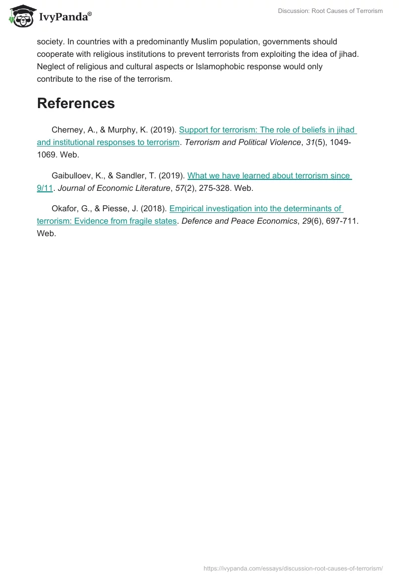 Discussion: Root Causes of Terrorism. Page 2