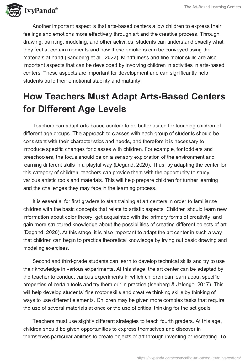 The Art-Based Learning Centers. Page 2