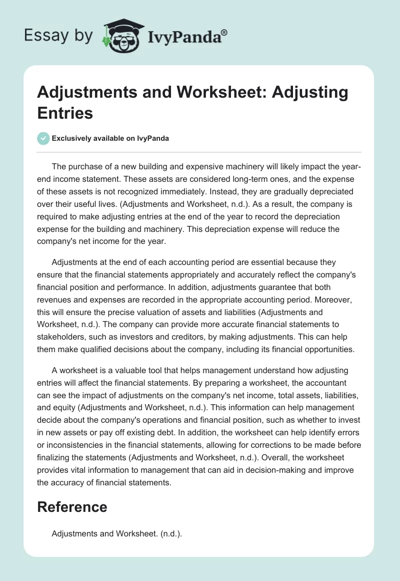 Adjustments and Worksheet: Adjusting Entries. Page 1