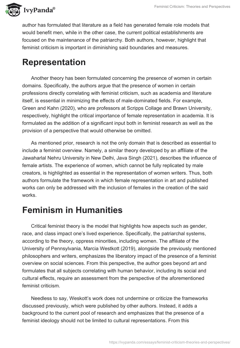 Feminist Criticism: Theories and Perspectives. Page 2