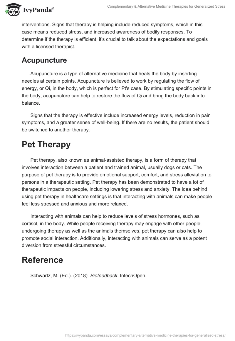 Complementary & Alternative Medicine Therapies for Generalized Stress. Page 2