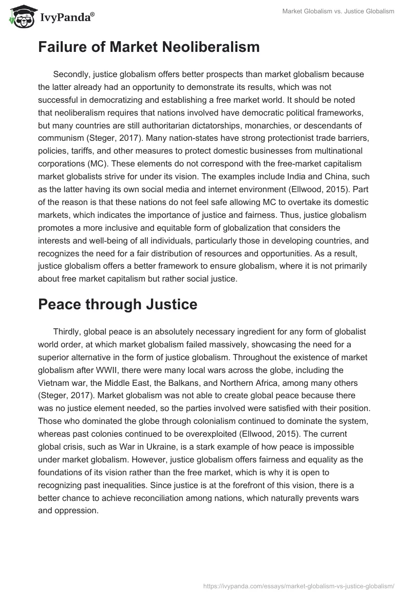 Market Globalism vs. Justice Globalism. Page 2