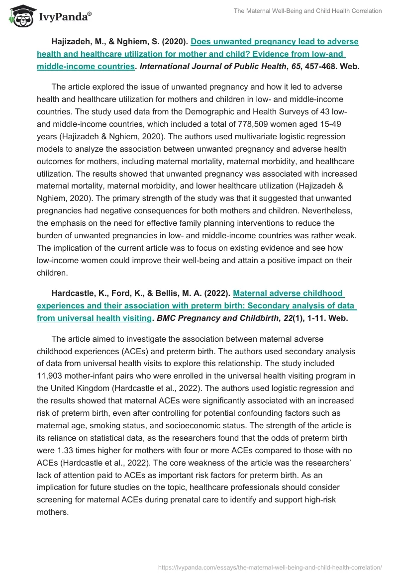 The Maternal Well-Being and Child Health Correlation. Page 3