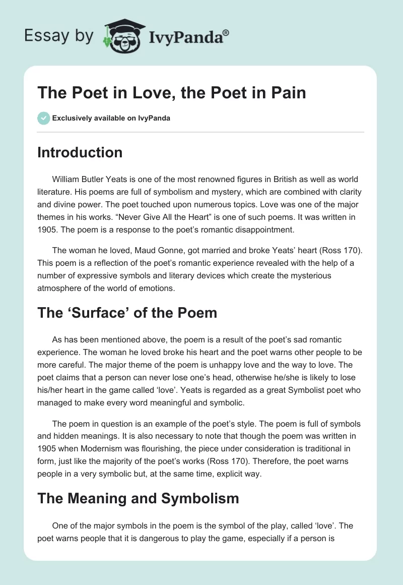 The Poet in Love, the Poet in Pain. Page 1