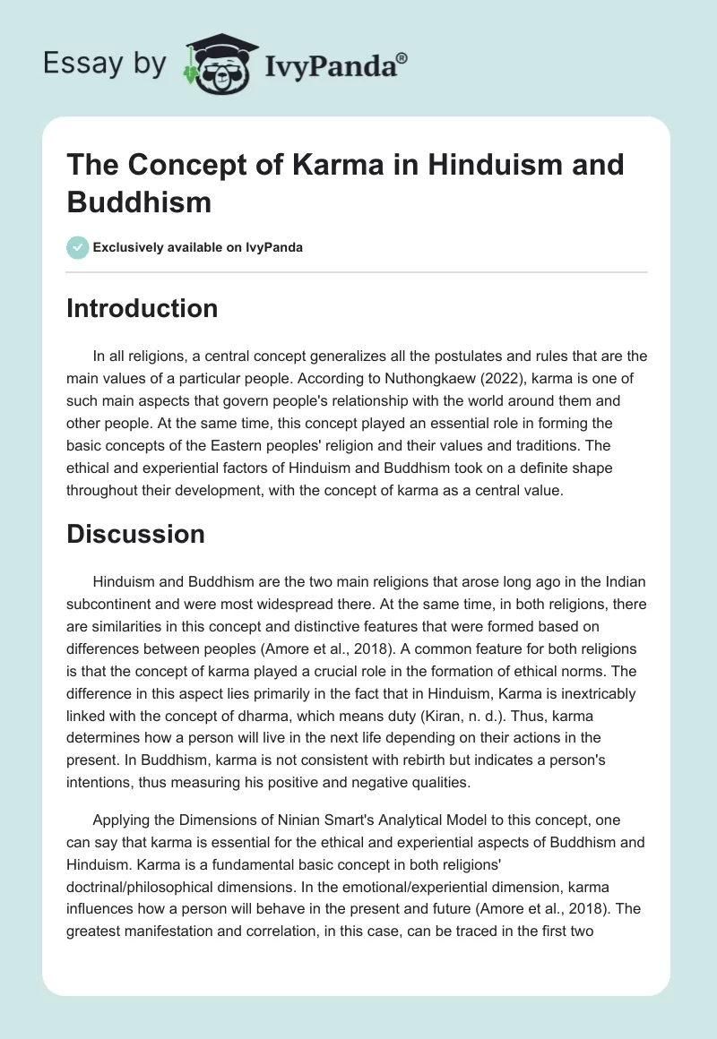The Concept of Karma in Hinduism and Buddhism. Page 1