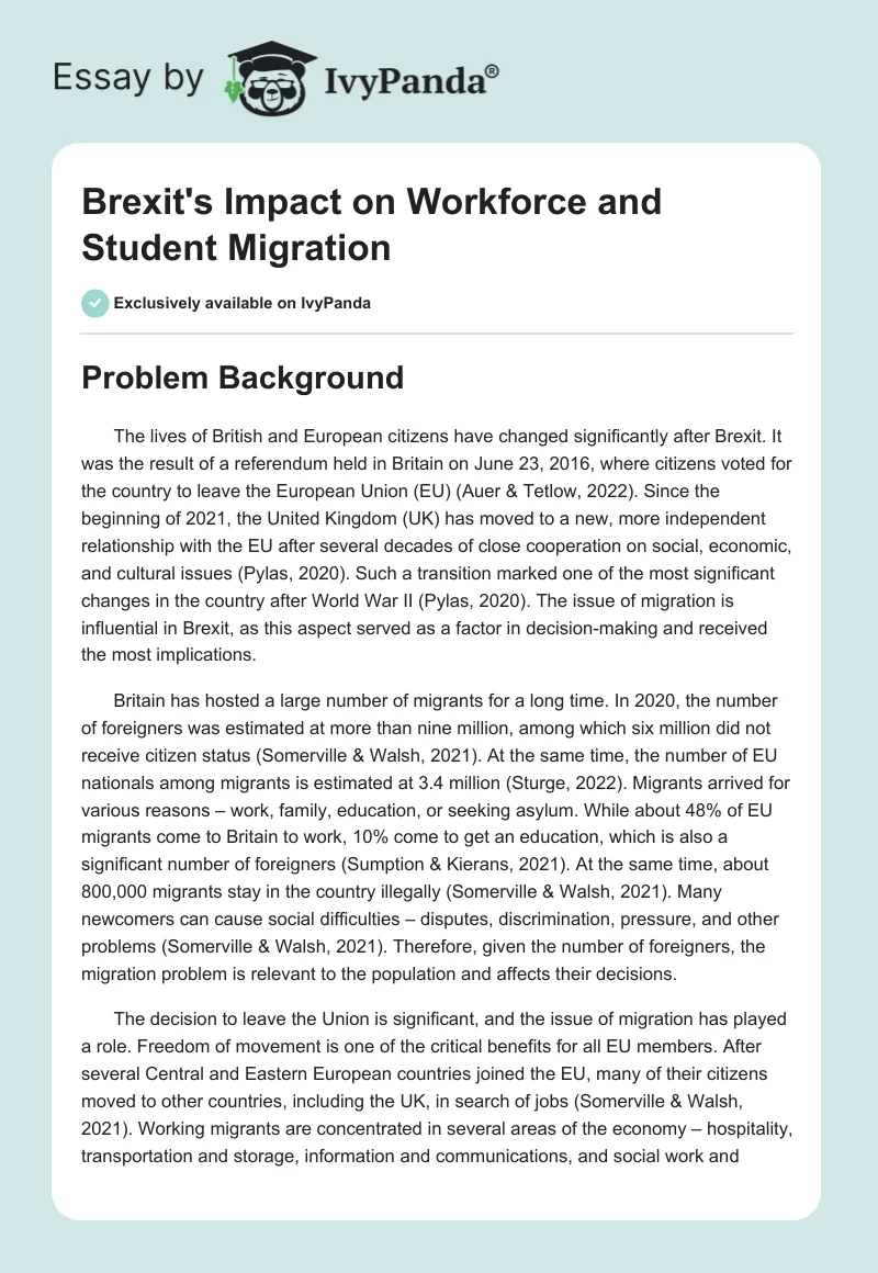 Brexit's Impact on Workforce and Student Migration. Page 1