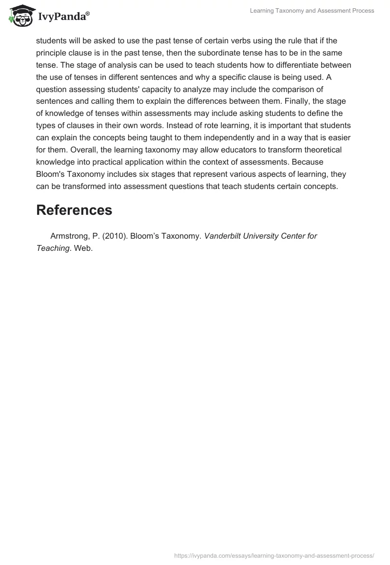 Learning Taxonomy and Assessment Process. Page 2