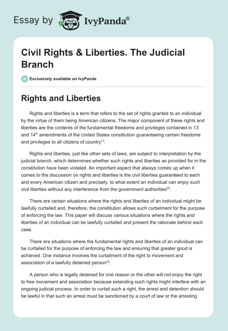 Civil Rights & Liberties. The Judicial Branch. Page 1