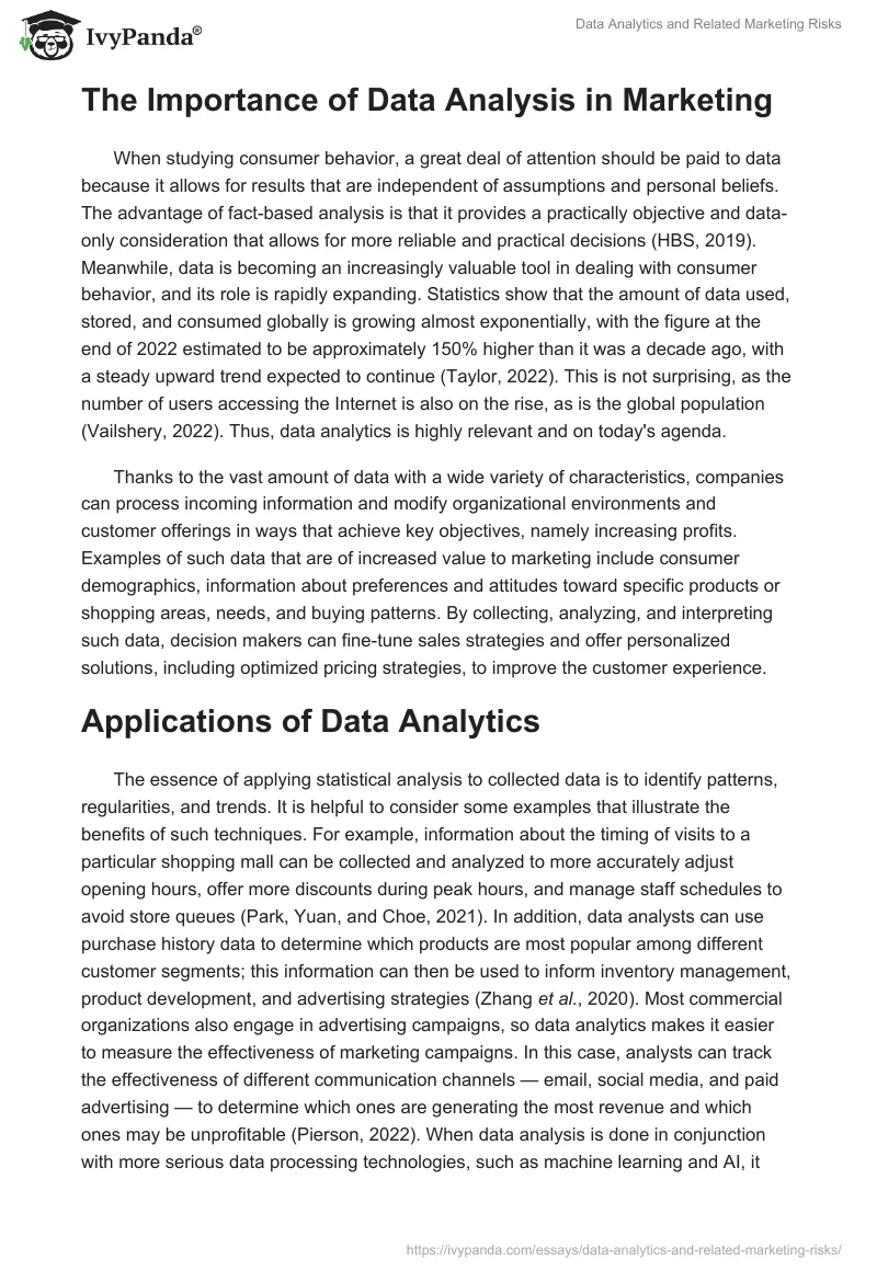 Data Analytics and Related Marketing Risks. Page 2