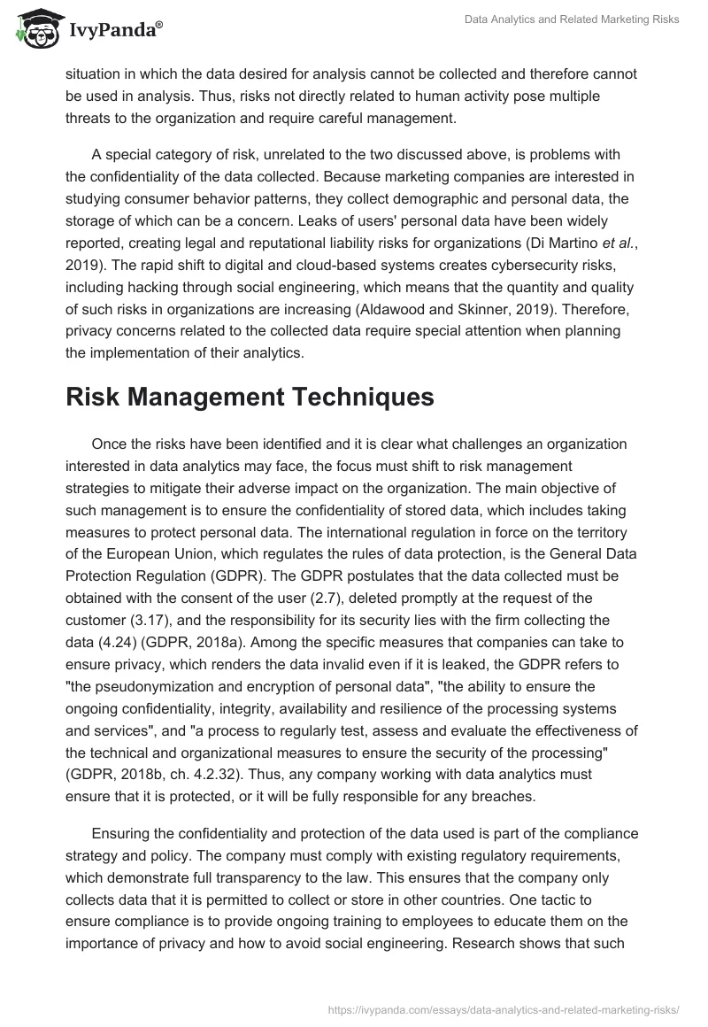 Data Analytics and Related Marketing Risks. Page 4