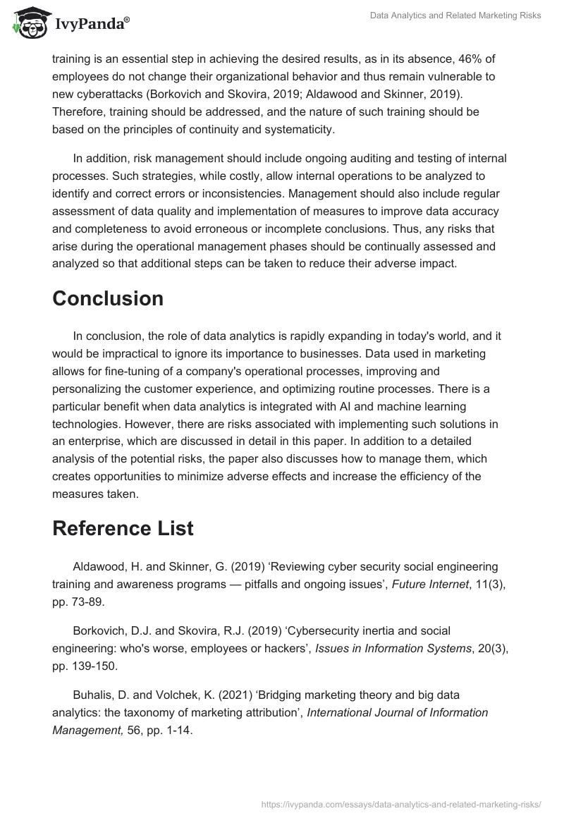 Data Analytics and Related Marketing Risks. Page 5