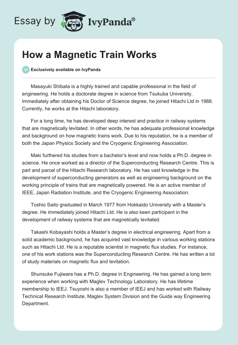 How a Magnetic Train Works. Page 1