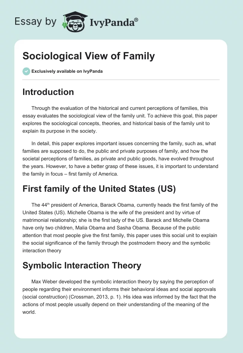 Sociological View of Family. Page 1