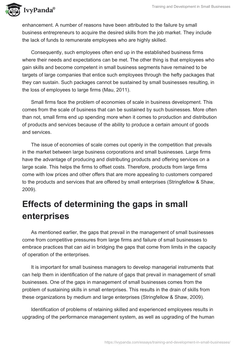 Training and Development in Small Businesses. Page 3