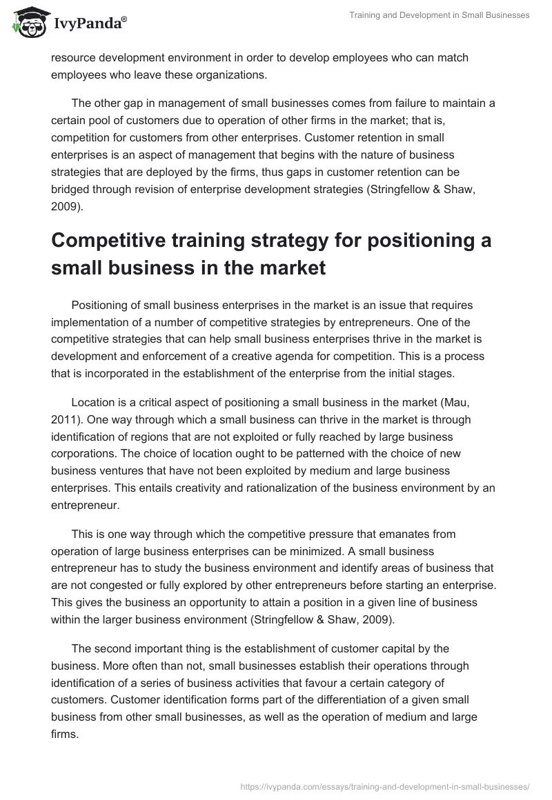 Training and Development in Small Businesses. Page 4