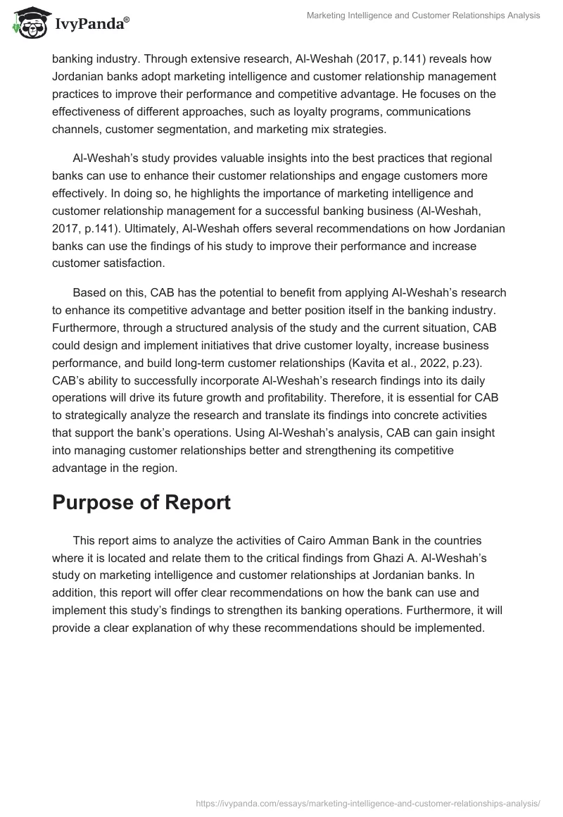 Marketing Intelligence and Customer Relationships Analysis. Page 2