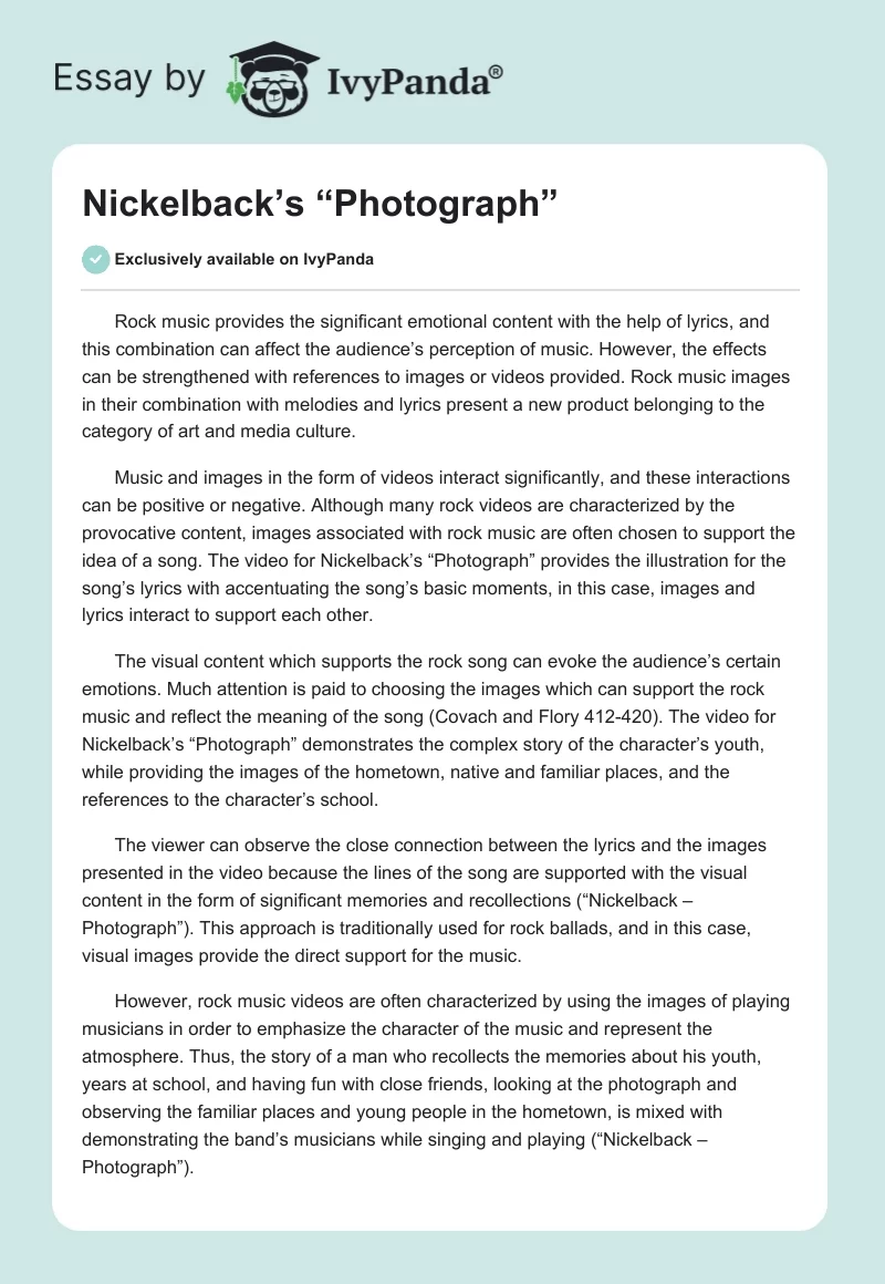 Nickelback’s “Photograph”. Page 1