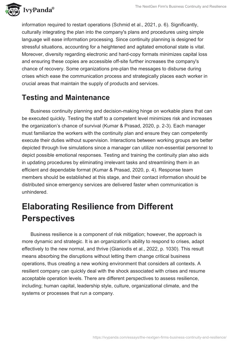The NextGen Firm's Business Continuity and Resilience. Page 3