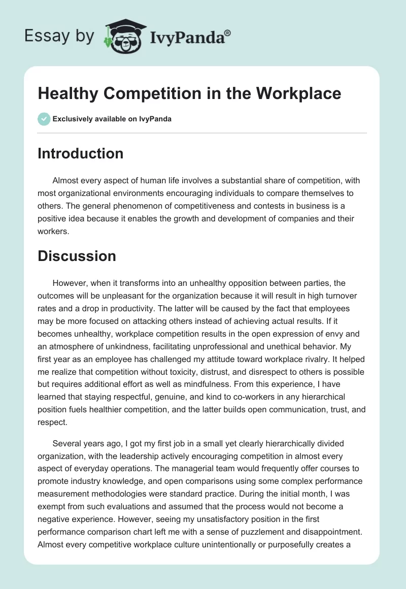 Healthy Competition in the Workplace. Page 1