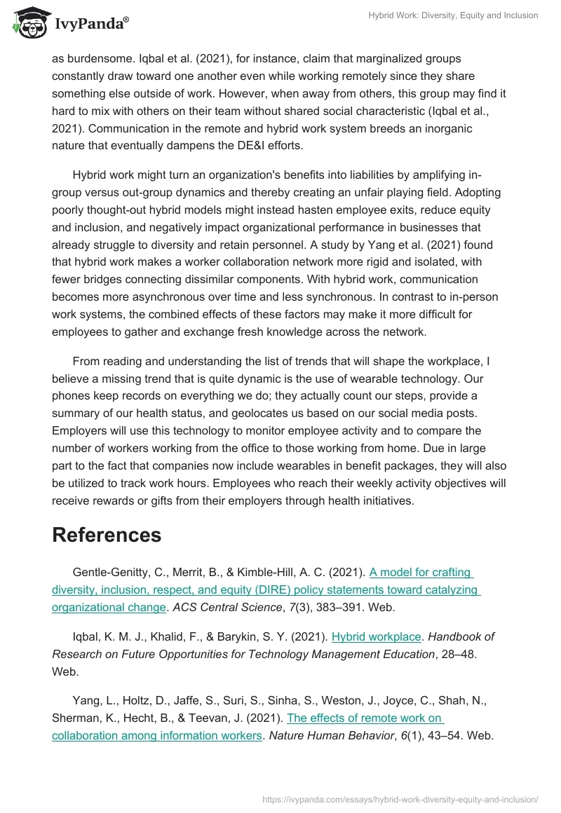 Hybrid Work: Diversity, Equity and Inclusion. Page 2