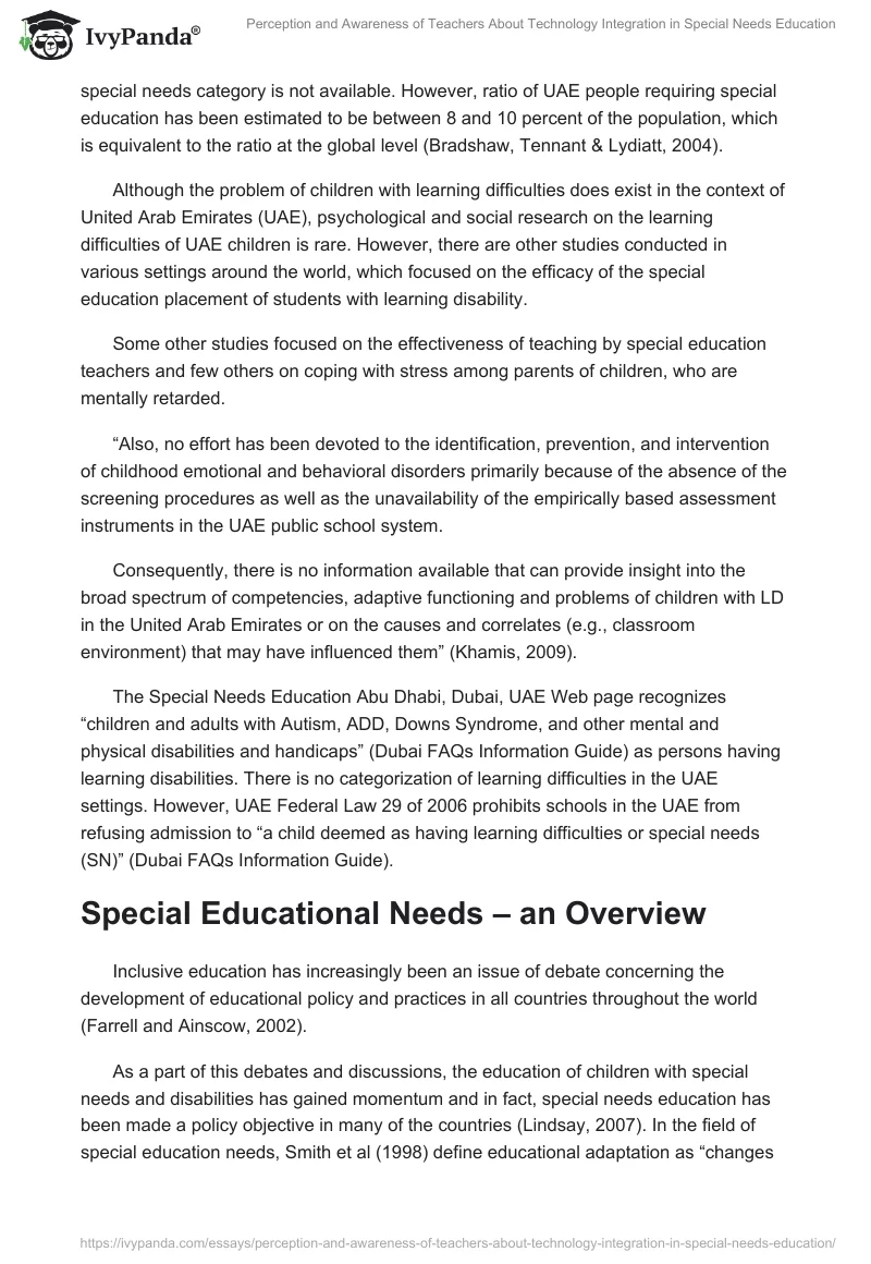 Perception and Awareness of Teachers About Technology Integration in Special Needs Education. Page 2