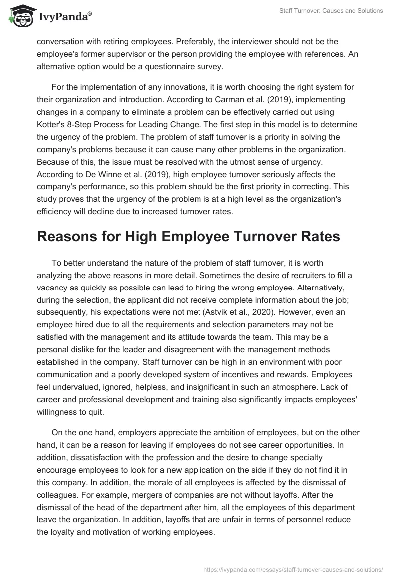 Staff Turnover: Causes and Solutions. Page 2