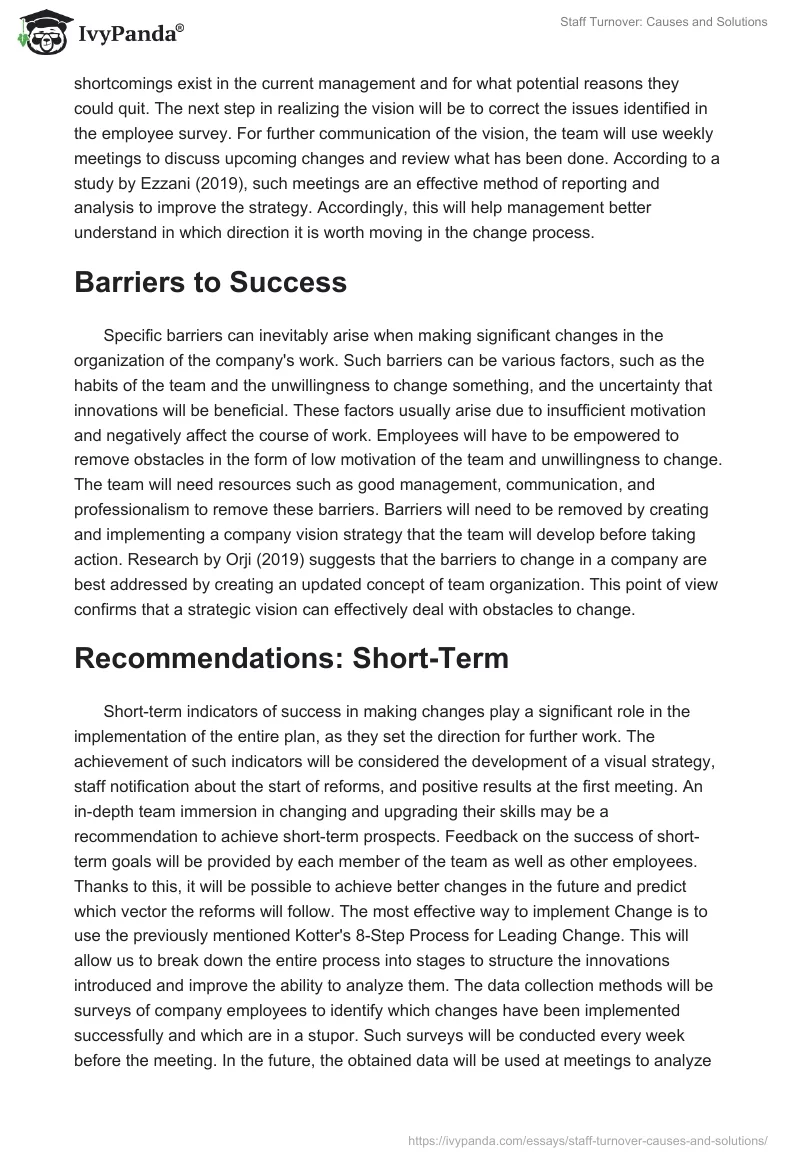 Staff Turnover: Causes and Solutions. Page 4