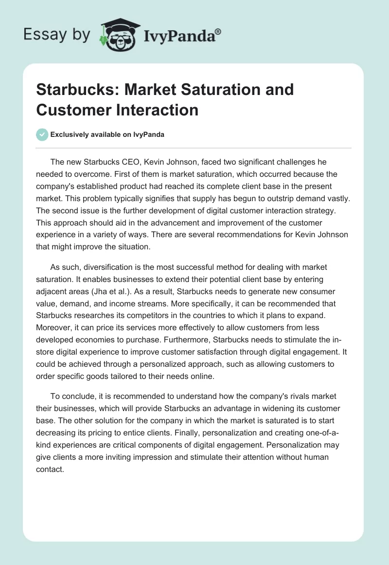 Starbucks: Market Saturation and Customer Interaction. Page 1