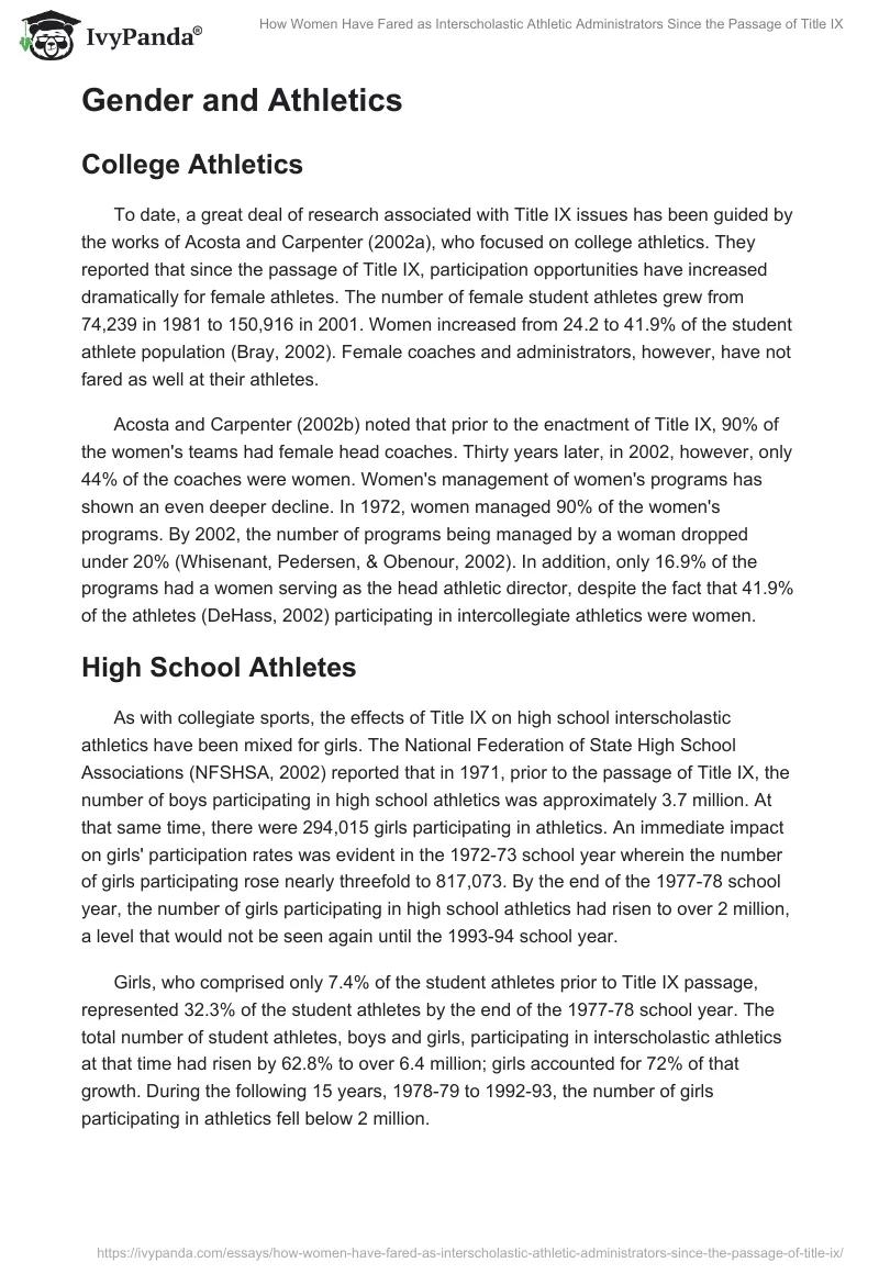 How Women Have Fared as Interscholastic Athletic Administrators Since the Passage of Title IX. Page 2