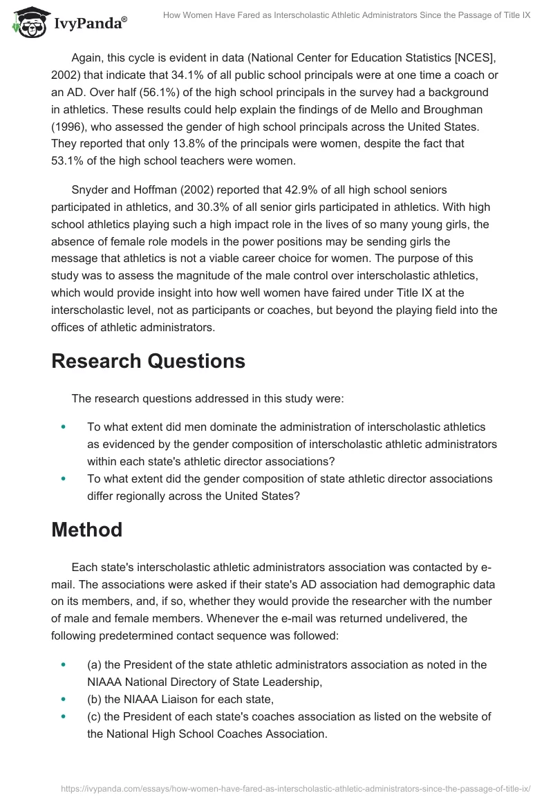 How Women Have Fared as Interscholastic Athletic Administrators Since the Passage of Title IX. Page 5