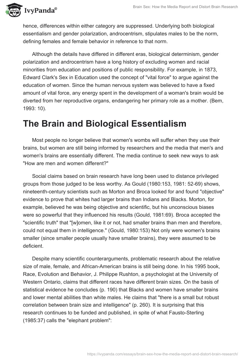 Brain Sex: How the Media Report and Distort Brain Research. Page 3