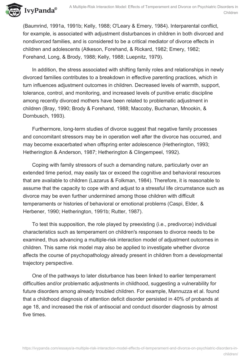 A Multiple-Risk Interaction Model: Effects of Temperament and Divorce on Psychiatric Disorders in Children. Page 2