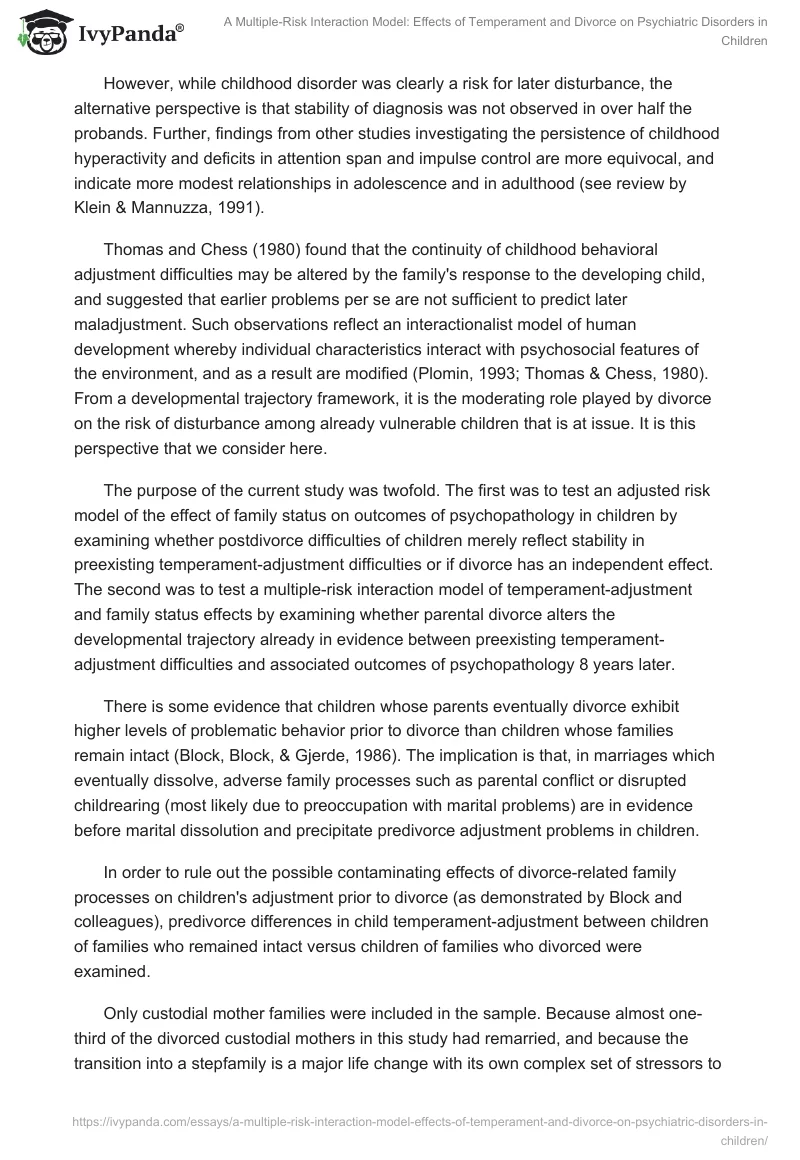 A Multiple-Risk Interaction Model: Effects of Temperament and Divorce on Psychiatric Disorders in Children. Page 3