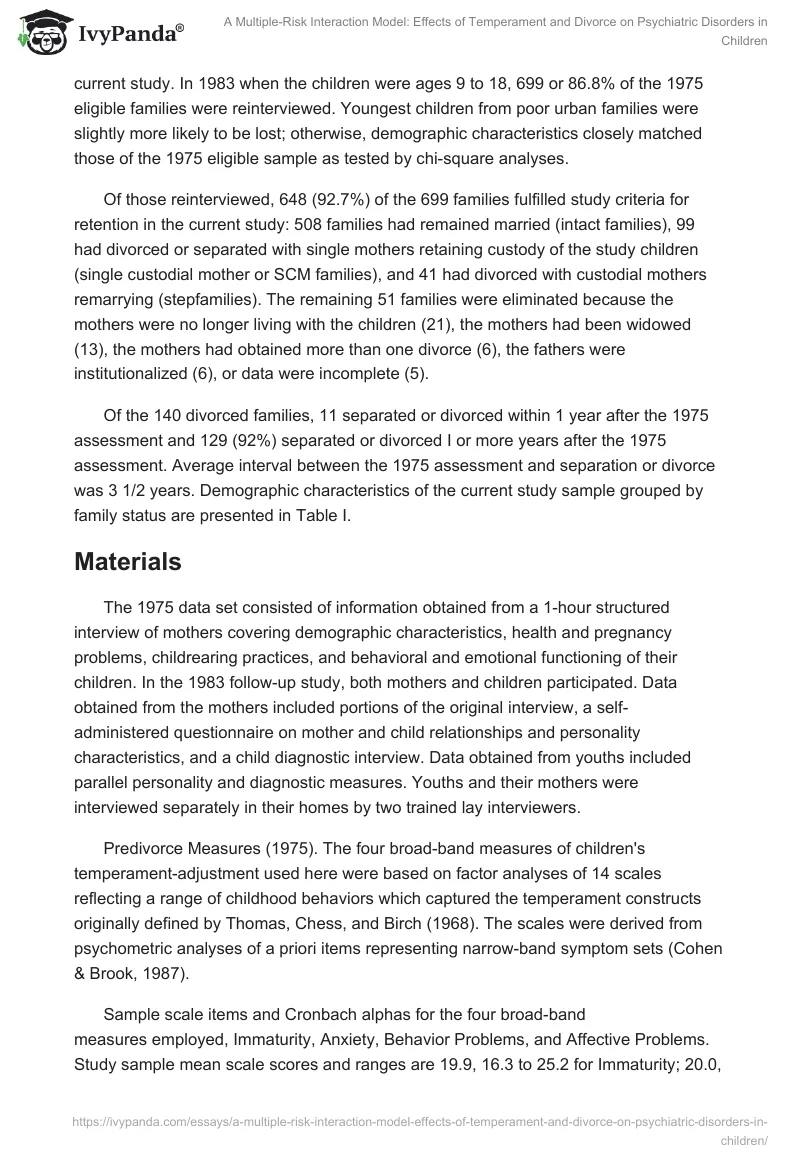 A Multiple-Risk Interaction Model: Effects of Temperament and Divorce on Psychiatric Disorders in Children. Page 5