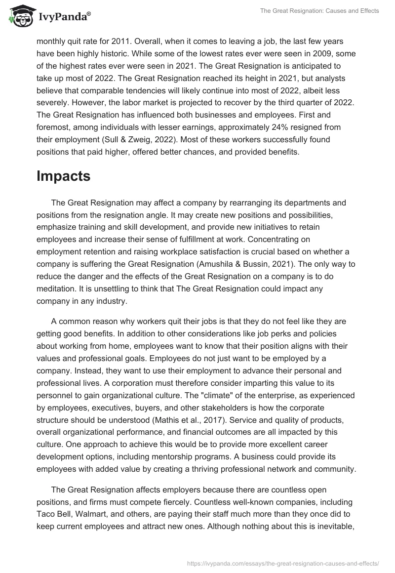 The Great Resignation: Causes and Effects. Page 2