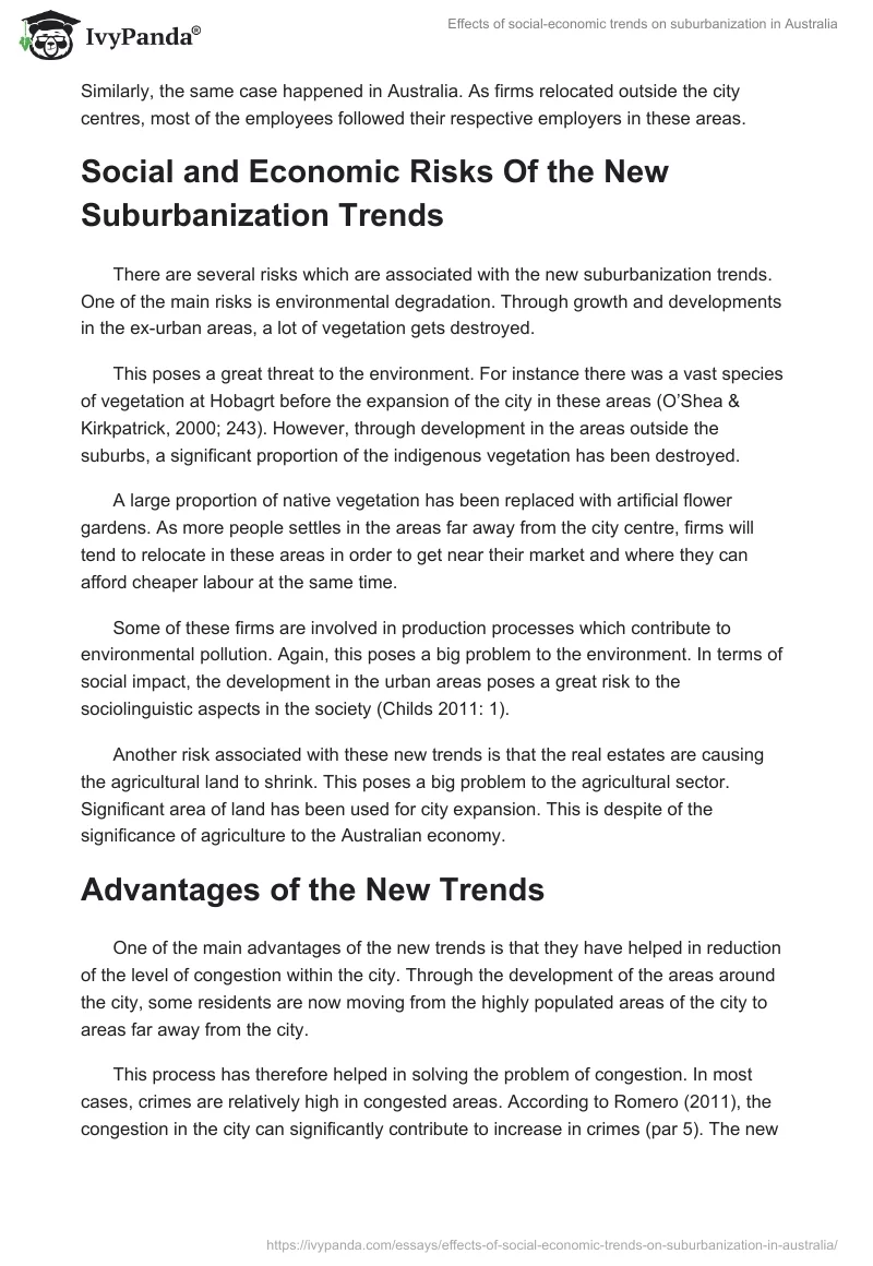 Effects of social-economic trends on suburbanization in Australia. Page 4