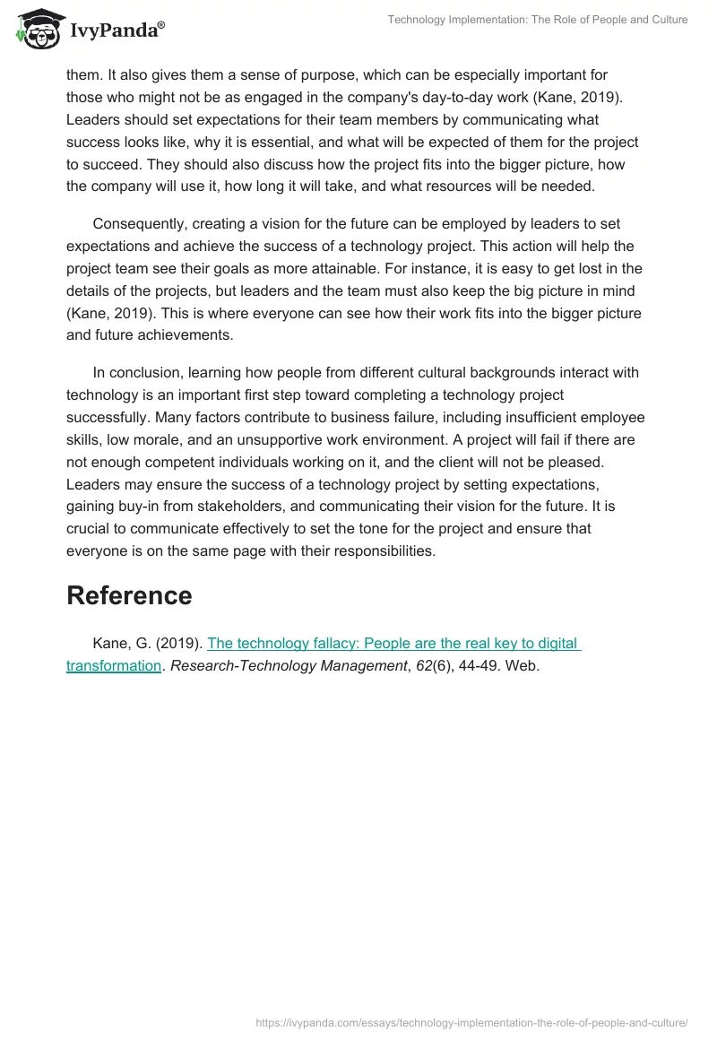 Technology Implementation: The Role of People and Culture. Page 2