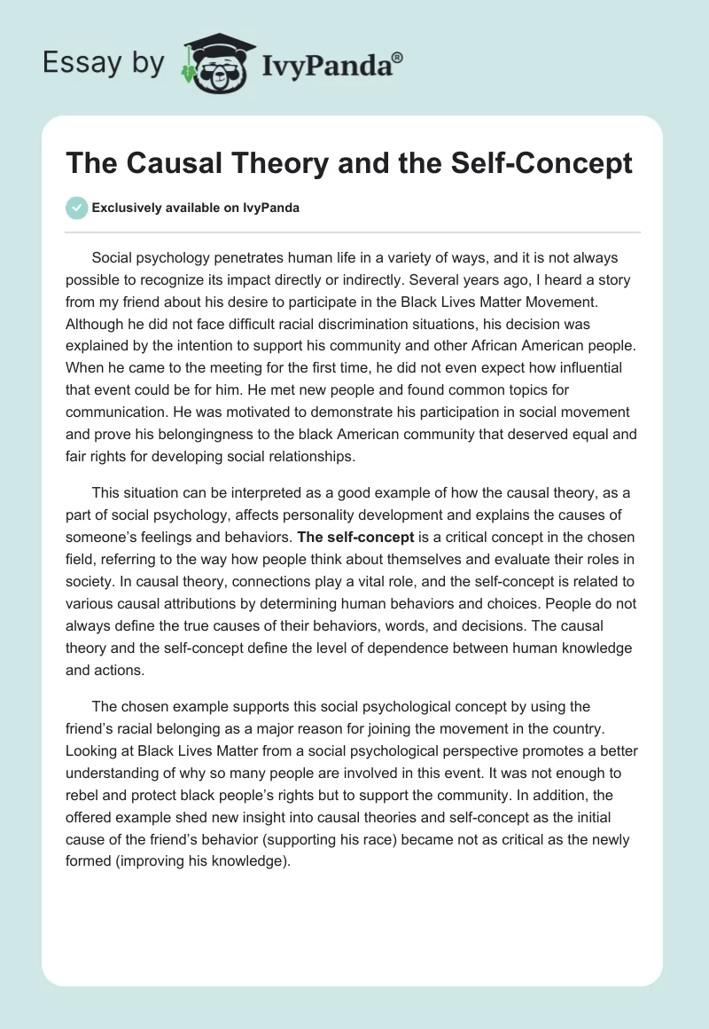 The Causal Theory and the Self-Concept. Page 1