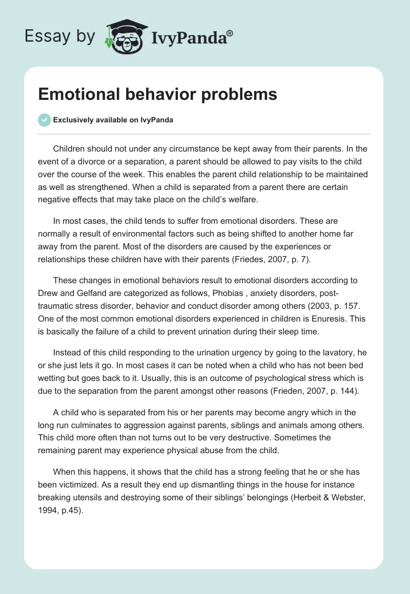 Emotional behavior problems. Page 1