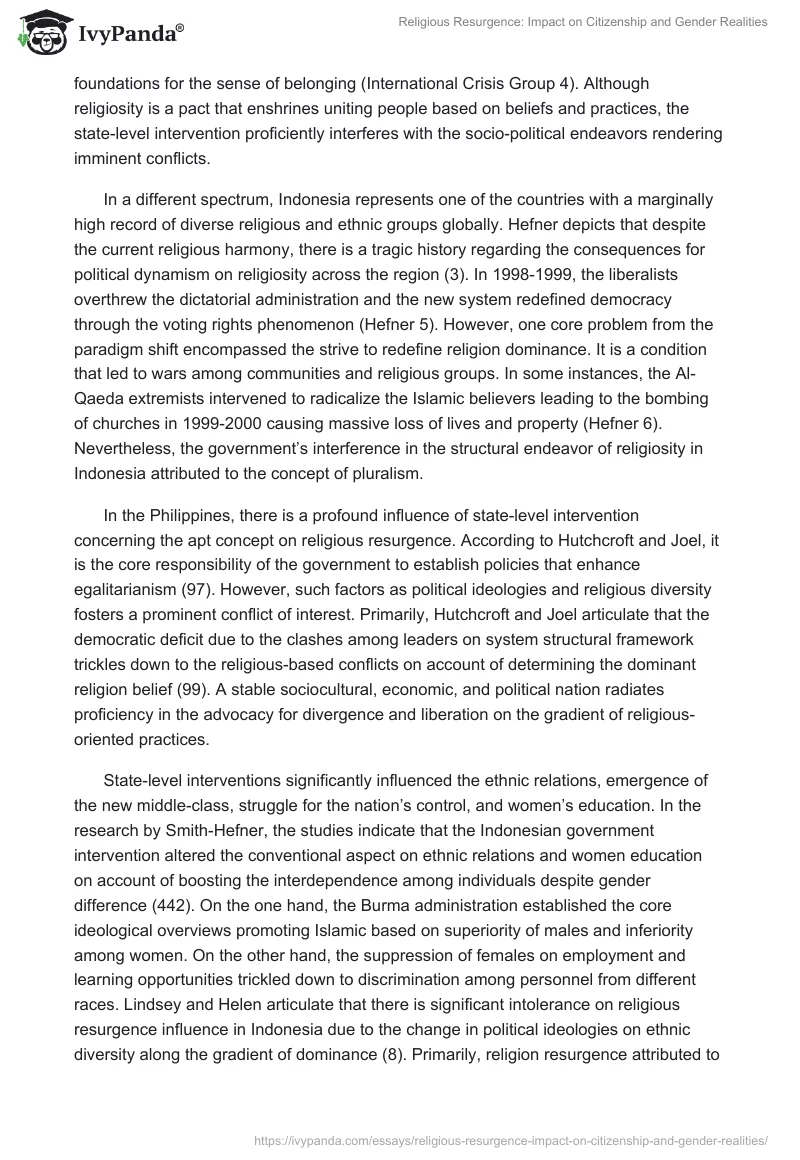 Religious Resurgence: Impact on Citizenship and Gender Realities. Page 3