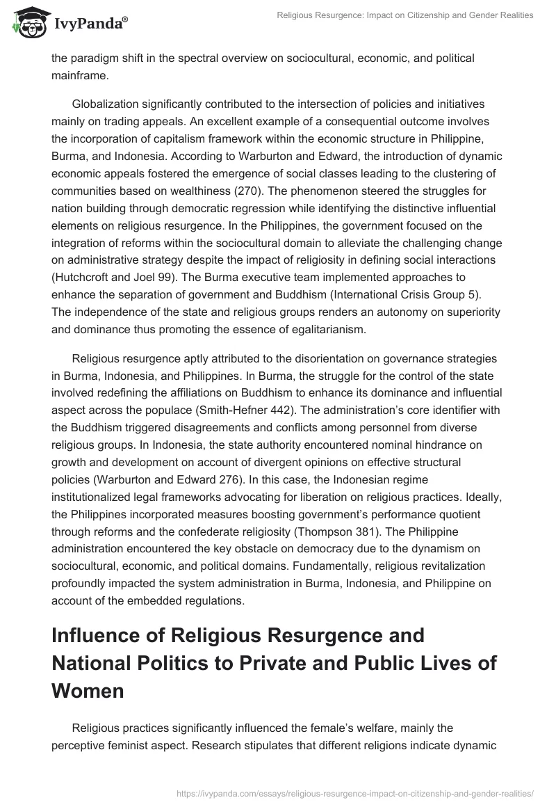 Religious Resurgence: Impact on Citizenship and Gender Realities. Page 4