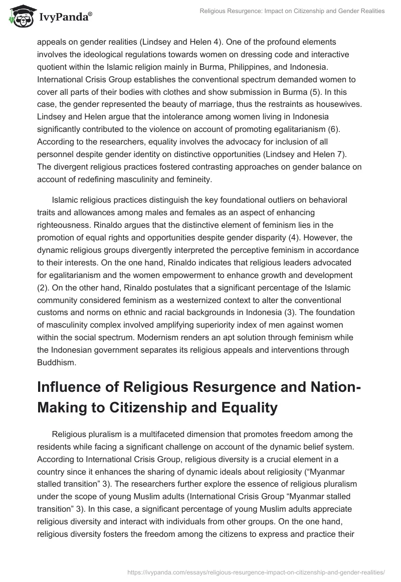 Religious Resurgence: Impact on Citizenship and Gender Realities. Page 5