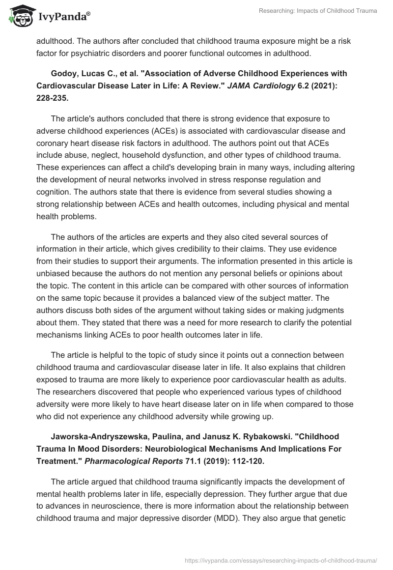 Researching: Impacts of Childhood Trauma. Page 2