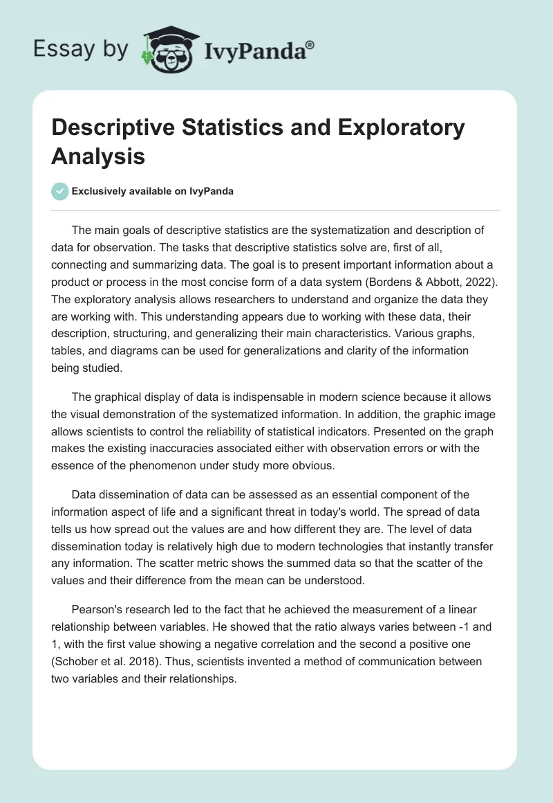 Descriptive Statistics and Exploratory Analysis. Page 1