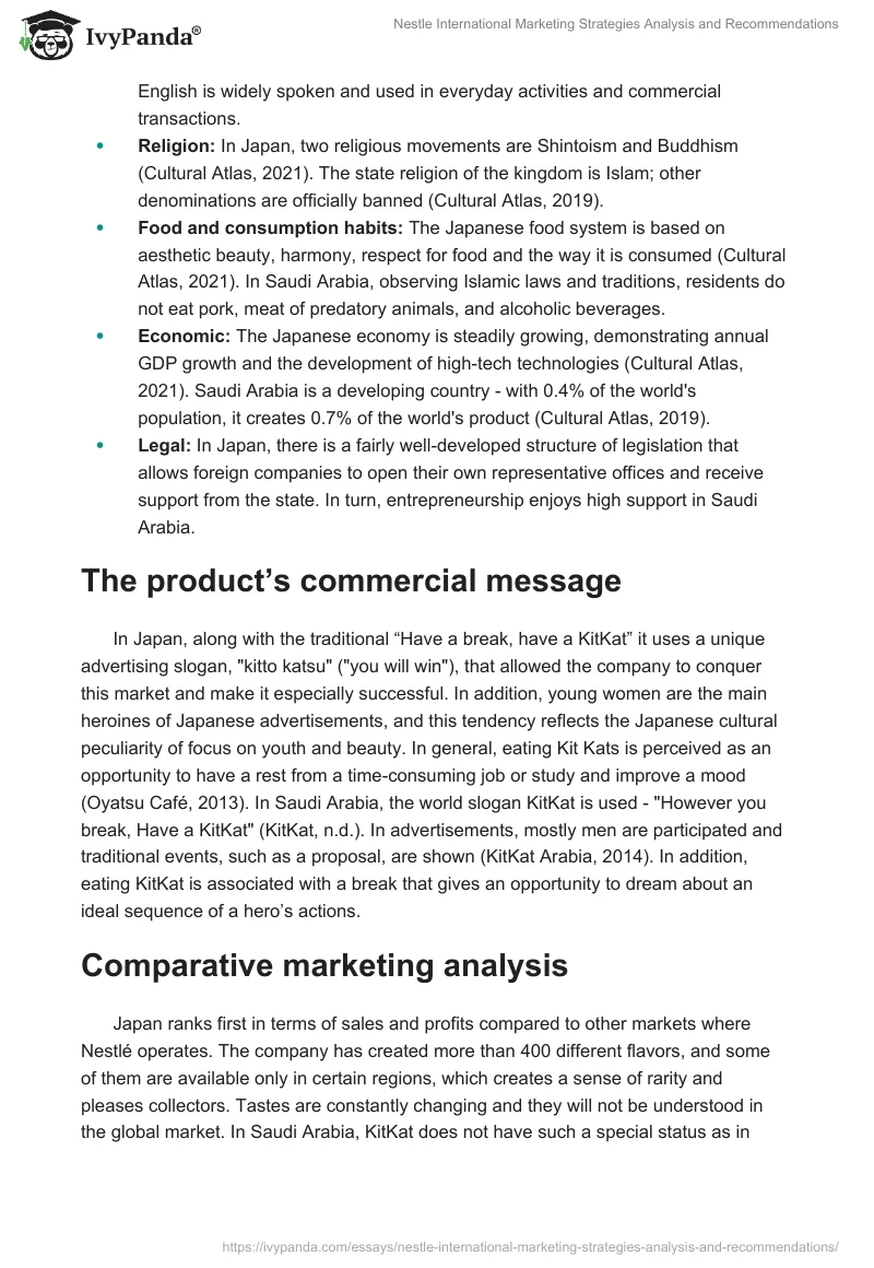 Nestle International Marketing Strategies Analysis and Recommendations. Page 2